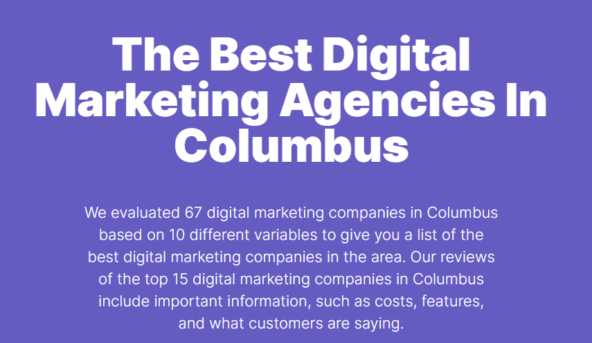 Winner of best digital marketing agency in Columbus
