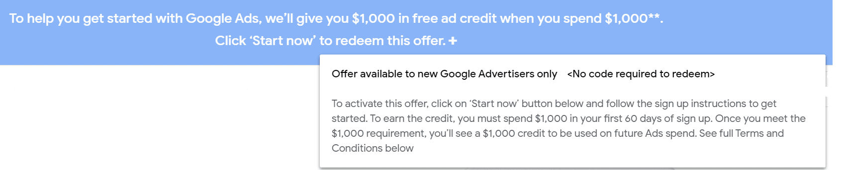 Google ads Offer