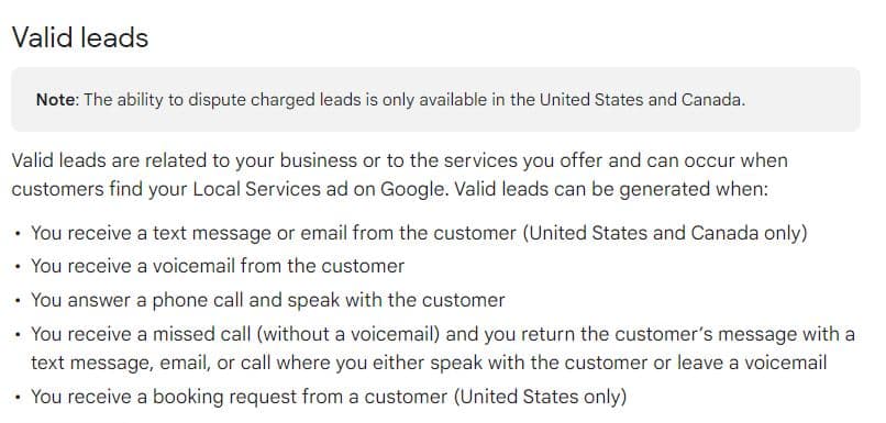 Google LSA's local service ads valid leads