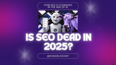 AI optimization, AI SEO, is SEO Dead? a purple background with a robot and a cow